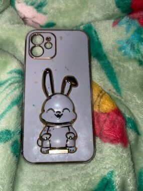 SHEIN Purple Bunny Phone Case with Gold Trim